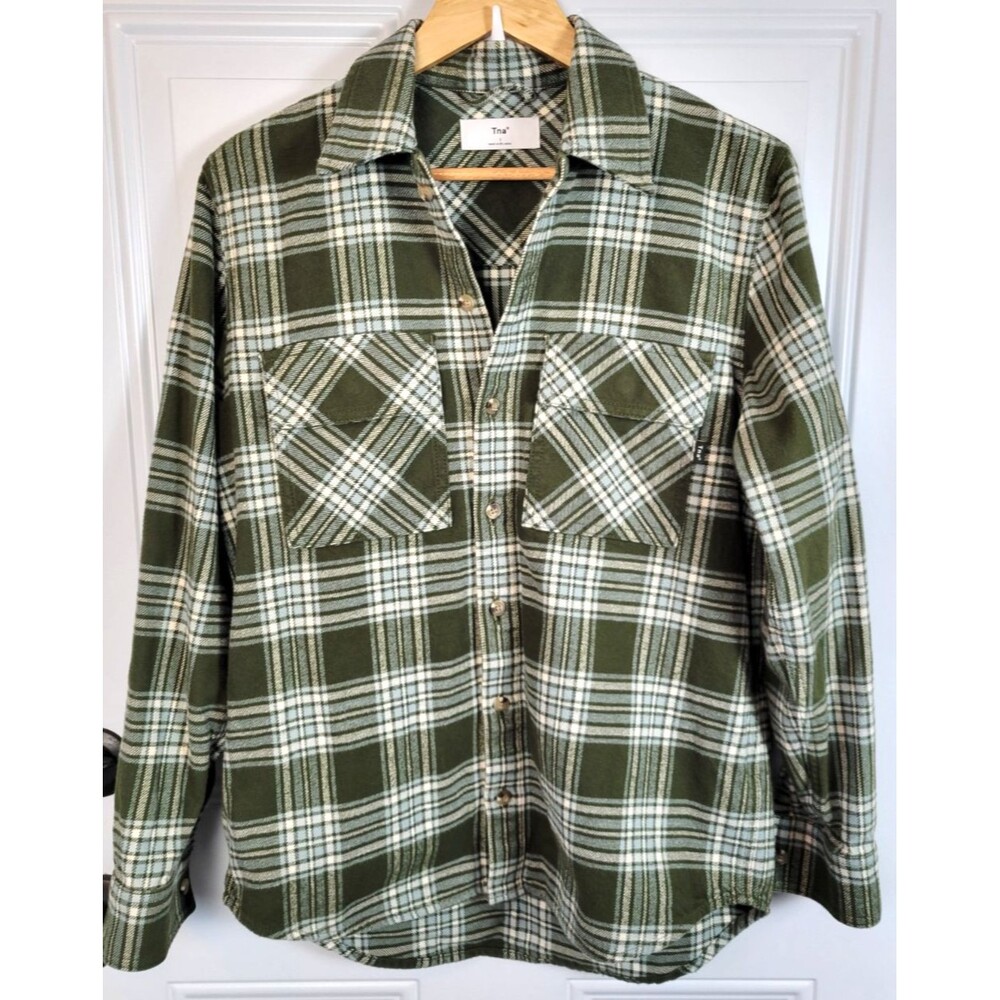Aritzia TNA Mens Plaid Long Sleeve Flannel Shirt Size S Unisex Shacket